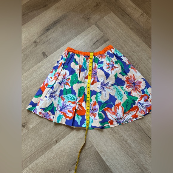 Flying Tomato Vibrant Orange and Purple Floral Print Lined Skirt - Picture 6 of 7